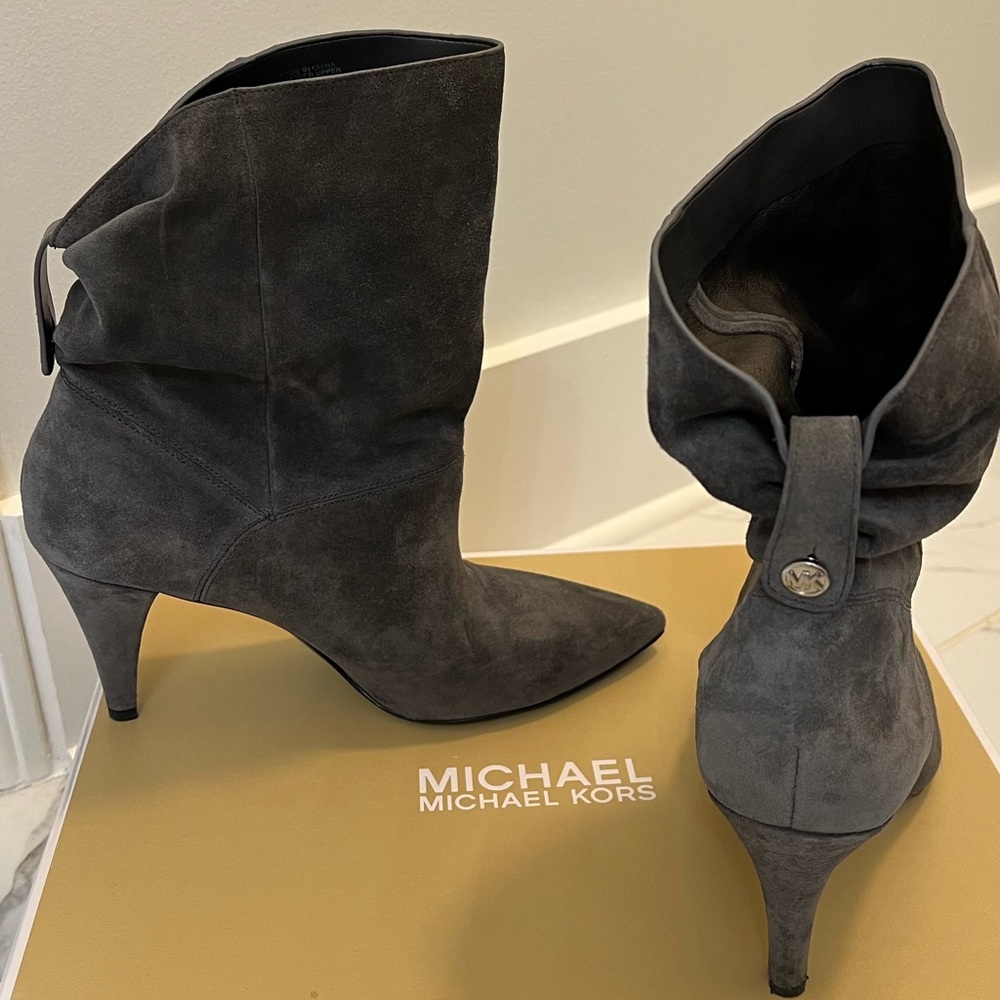 Michael Kors Suede Carey bootie (charcoal grey) 8.5